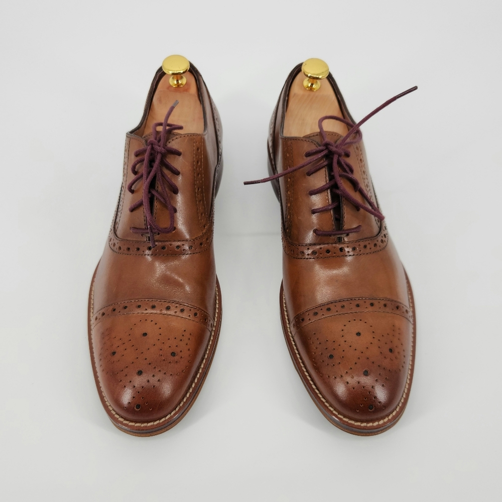 Johnston & Murphy Conard Cap Toe Men's Brown Leather Dress Shoes Size 9.5 M - Picture 6 of 16